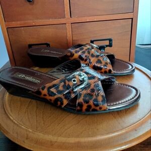 Brighton Brown Leopard Print Women's Sandals_Tiny Wedge_8